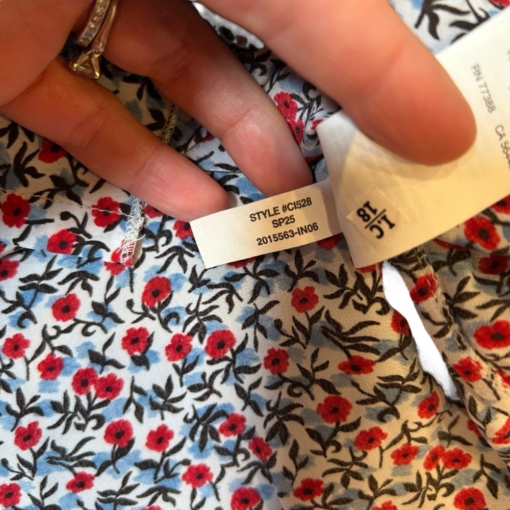 J. Crew Cap-sleeve top poppy crepe de chine size XS peasant square neck CI528 - Picture 8 of 10